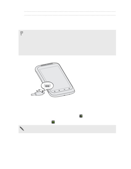 Az akkumulátor töltése, használati utasítás HTC Wildfire S, 16. oldal