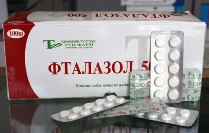 Instrucțiuni de utilizare pentru ftalazol, din care se pot administra pilule de ftalazol, indicații pentru utilizare
