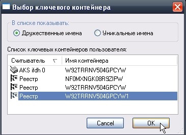 Instrucțiuni pentru copierea unei chei secrete în registru