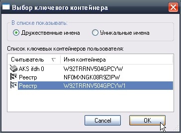 Instrucțiuni pentru copierea unei chei secrete în registru