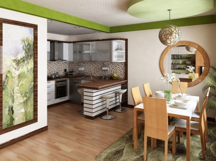Interiorul livingului combinat cu bucătăria (55 fotografii)