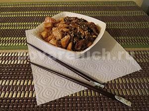 Pui cu ciuperci în sos teriyaki, rețetă de pui cu șampanie