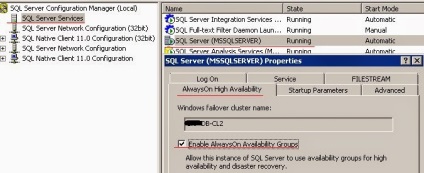 Configurarea serverului ms sql alwayson