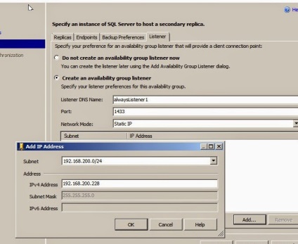 Configurarea serverului ms sql alwayson