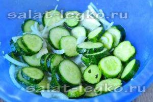 Saláta Nezhin uborka télen sterilizálás nélküli - egyszerű receptek