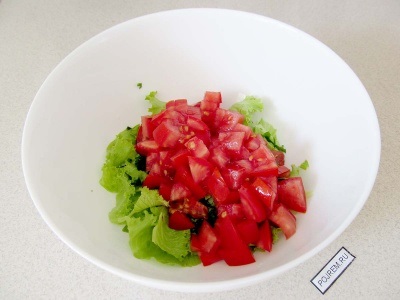 Saláta tonhal és a paradicsom - lépésről lépésre recept, hogyan kell főzni fotókkal