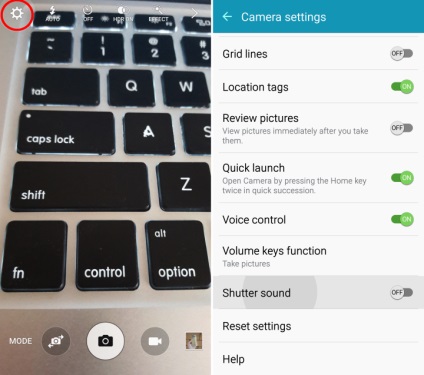 Samsung Galaxy S6 cum să opriți sunetul obturatorului camerei