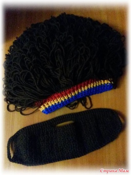Pălărie amuzantă pentru un snowboarder cu păr și o barbă (cârlig) - tricotat - țara-mamă