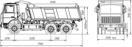 Műszaki adatok MAZ teherautó 20 tonna méretű test