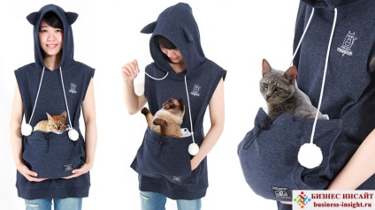 Bluza cu buzunar frontal pentru purtarea unei pisici - înțelegere de afaceri