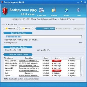 Eliminarea antispyware pro 2012