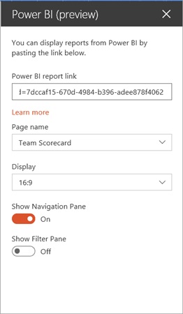 Folosind partea web a rapoartelor în Sharepoint online, microsoft power bi