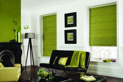 Imagini cu perdele verde cu idei pentru camera de zi, dormitor și bucătărie