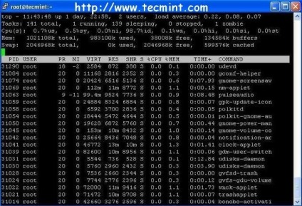 12 Comanda de top cu exemple pe linux