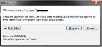 Codul de eroare 0x80070035, calea de rețea nu a fost găsită