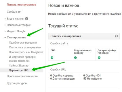 Configurarea url google opțiuni webmaster parsing - sus