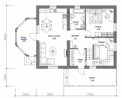 Proiectul unei case de apartamente cu două etaje - un buget-2 - o casă de țară cu oportunități de creștere,