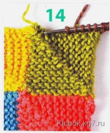 Tricotat pe ace de tricotat în tehnica de patchwork este țara de mame