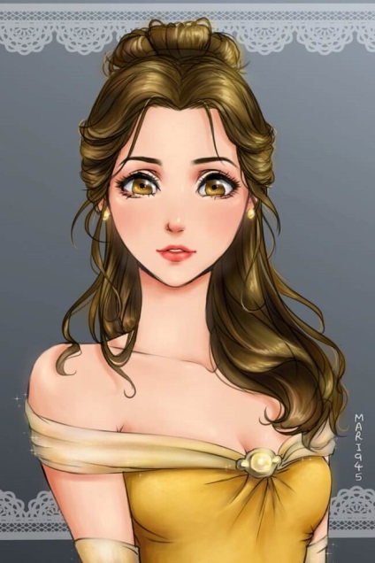 14 prințesele Disney pictate în stil anime