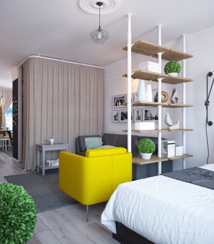 Designul unui apartament cu o camera-raspashonki 37, 5 metri pătrați
