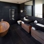 Design fürdőszoba, fekete padló, design m2