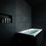 Designul de baie cu pardoseala neagra, design m2