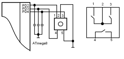 Codificator incremental cu o conexiune de buton la atmega8, dispozitive de laborator avr pe microcontrolere avr