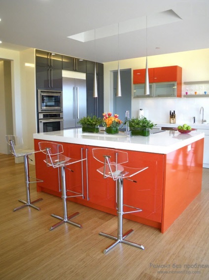 Beltéri és design Orange konyha napfényes színekkel