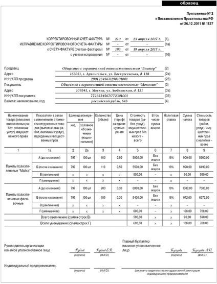 Cum se face o factură de ajustare pentru re-sortare