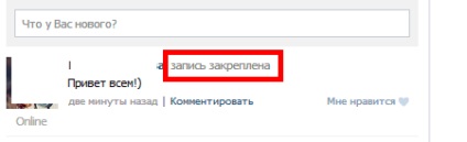 Hogyan erősítik a fontos információkat a következő oldalon VKontakte