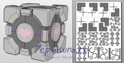 Куб-компаньйон з паперу, companion cube papercraft, pepakura