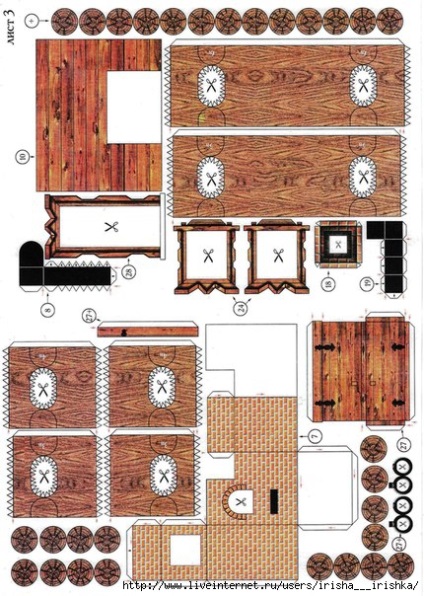 Layout kunyhót a kezüket a karton - a falu a tavaszi erdei