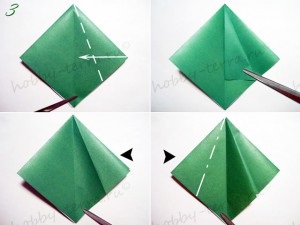 Karácsonyfa origami papír fotó lépésenként szerelési folyamat diagram és leírás