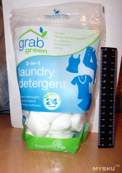 Eredeti detergens grabgreen, 3-in-1 mosószer, illatmentes, 24 terhelés