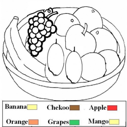 Colorarea legumelor și fructelor pentru copii