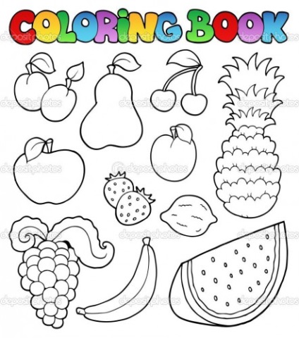 Colorarea legumelor și fructelor pentru copii