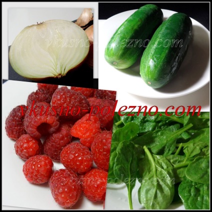Saláta málna, uborka és krutonnal, ízletes és egészséges (VIP)