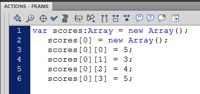 Crearea unei matrice multidimensionale (array actionscript)