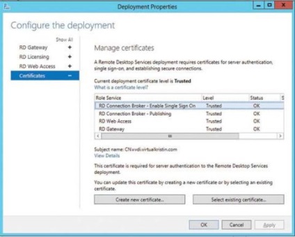 Windows Server 2012 gestionează rds cu rds