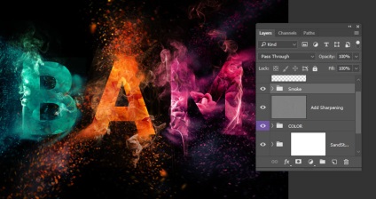 Culoarea explodează textul în Adobe Photoshop