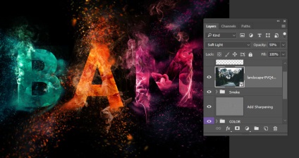 Culoarea explodează textul în Adobe Photoshop