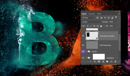 Culoarea explodează textul în Adobe Photoshop