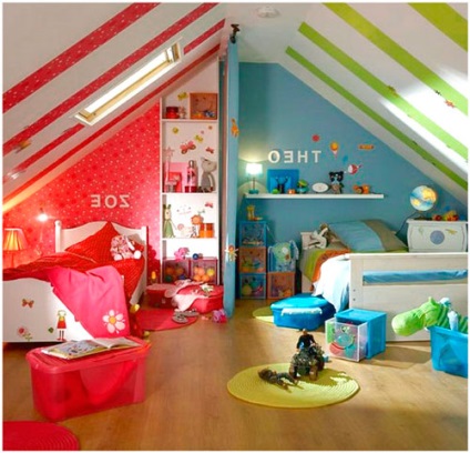 Gyermek mansárd szoba, 24 ötlet a gyermekek fotótervezésével