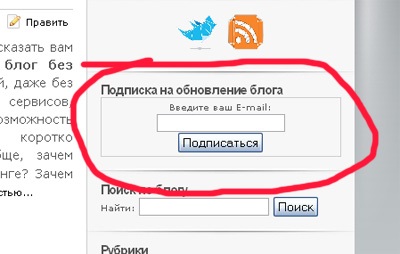 Butonul twitter și butonul rss în bara laterală a blogului, blogul lui Ugreninov