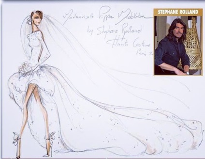 A királyi skála tervezői készítették egy esküvői ruha vázlatát, a pippa Middleton magazint