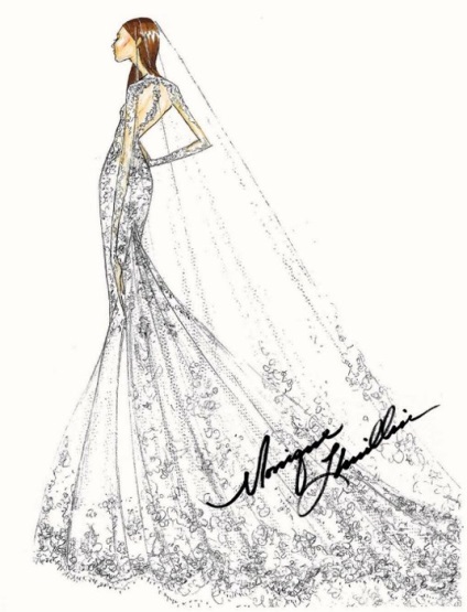 A királyi skála tervezői készítették egy esküvői ruha vázlatait, a pippa Middleton magazint