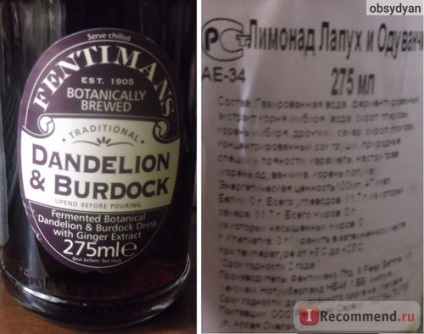 Beți băuturi alcoolice carbogazoase fentimans dandelion & amp; brusture - 