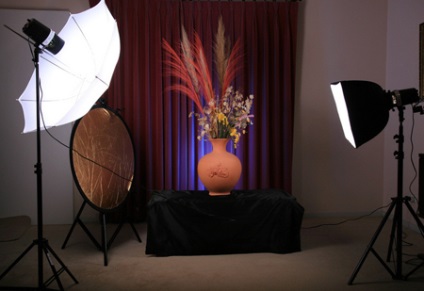 Lucrați cu lumină flash studio