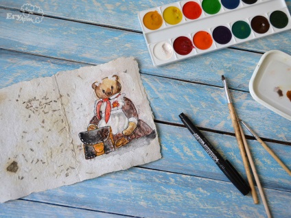 Festeni az akvarell szerzői útlevelét a mesterek medve - vásárra - kézzel készített, kézzel készített