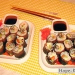 Roll with fish and sweet pepper 